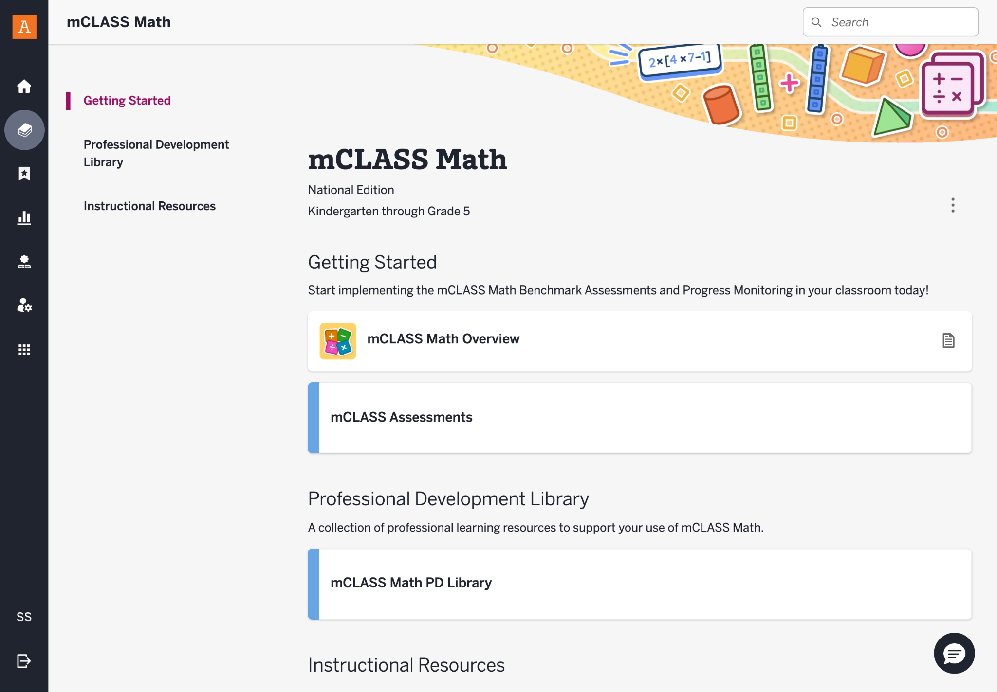 mCLASS Math: Program navigation